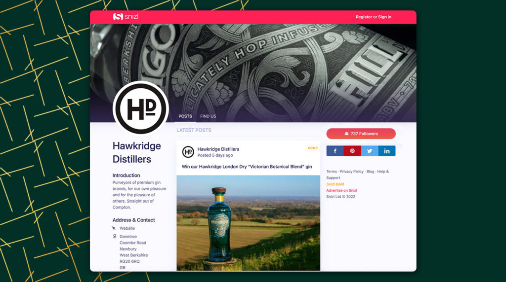 Hawkridge Distillers optimised their Business Page to the best possible standard - this no doubt helps when gaining followers/customers!